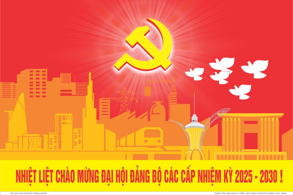 Tranh cổ động chào mừng Đại hội Đảng bộ các cấp nhiệm kỳ 2025 – 2030